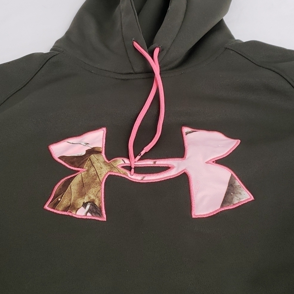 UNDER Armour Cold Gear Storm Hoodie Camo Green with Pink Accent Small VGUC - Picture 9 of 11